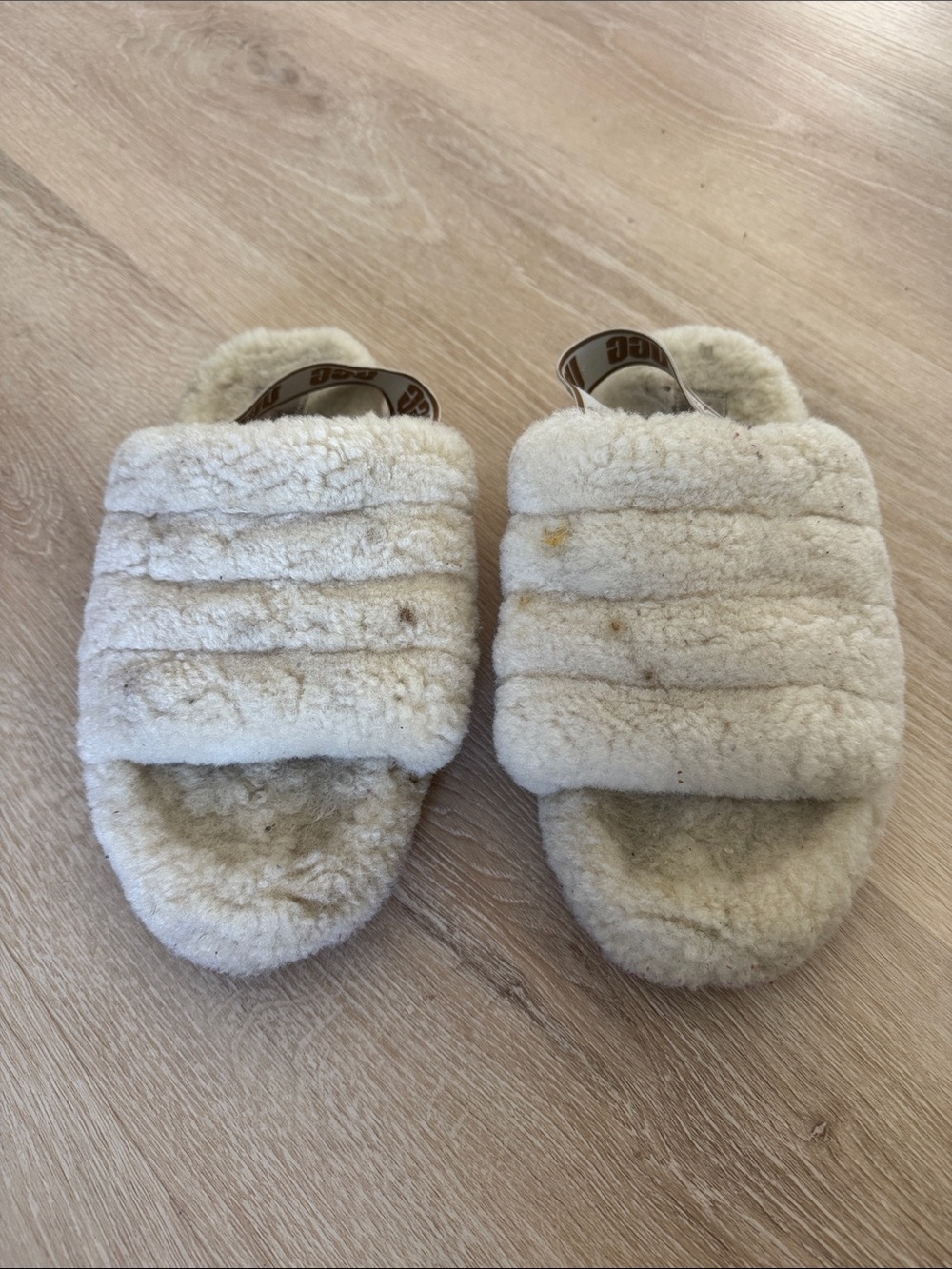 UGG Kids Plush Shearling Slide Slippers - Cream